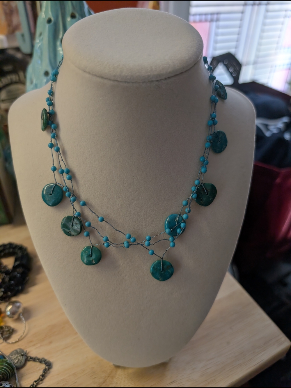 Turquoise Disc Multi-Strand Necklace - Women Jewelry